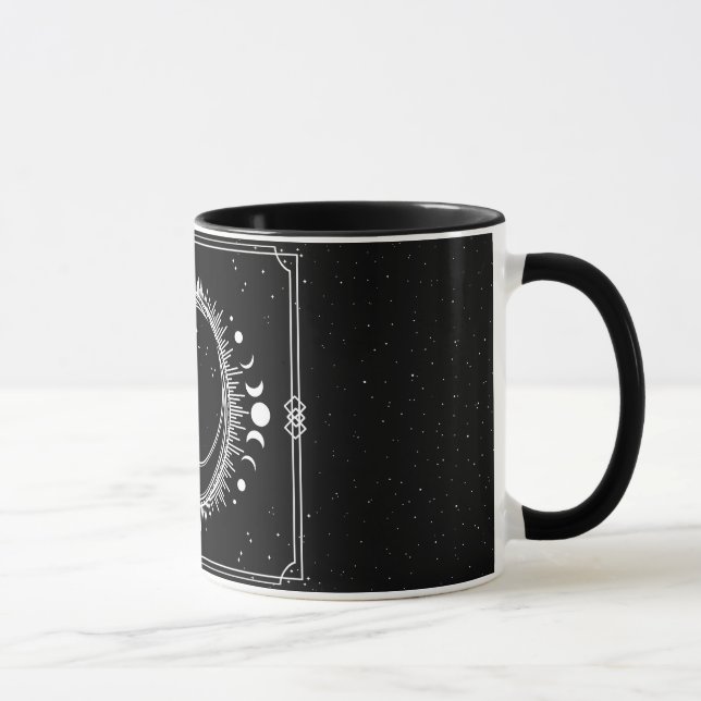 Caneca Lua Crescente com Sol e Estrelas Preto e Branco (Direita)