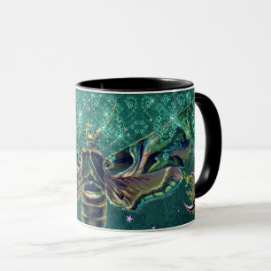 Caneca Lua de mariposa esmeralda noite verde