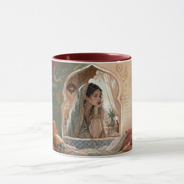 Caneca Lua do Deserto, Arte Elegante Arabesca Inspirada e (Centro)