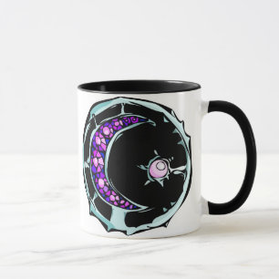 Caneca Lua e estrela do Canto Gemstone ilustradas.