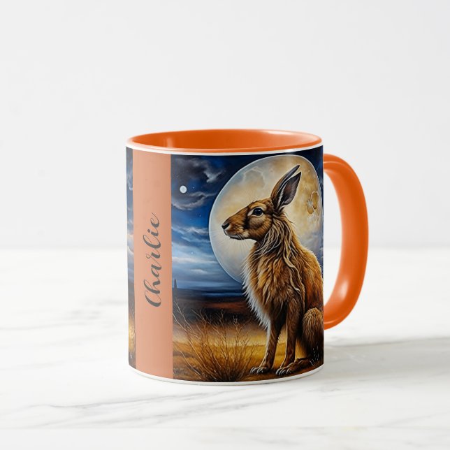 Caneca Lua Gazando Hare Personalizada (Frente Esquerda)
