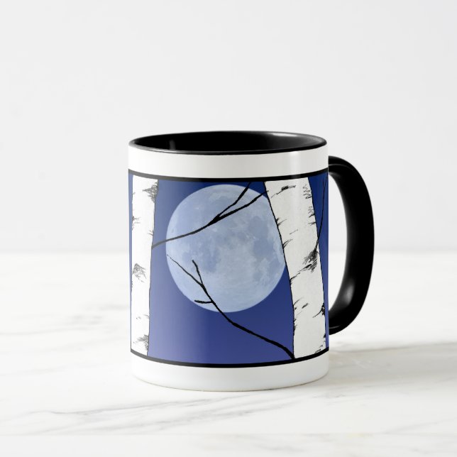Caneca Lua pacífica através do Birds Mug (Frente Esquerda)