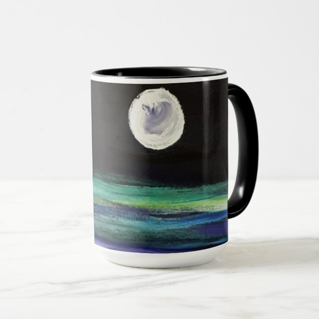 Caneca Lua sobre a água - trabalhos de arte - preto (Frente Esquerda)
