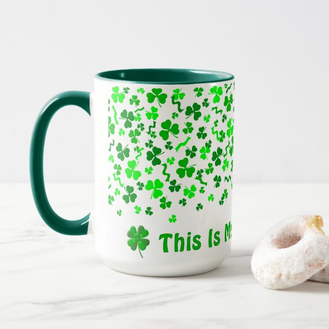 Caneca Lucky Day Shamrocks Four Leaf Clover Personalized  (Com Donut)