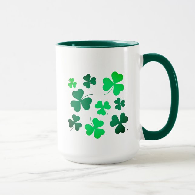 Caneca Lucky Green Clover Shamrock Irlanda (Direita)