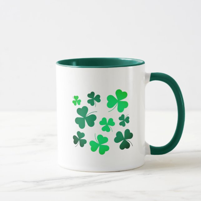 Caneca Lucky Green Clover Shamrock Irlanda (Direita)