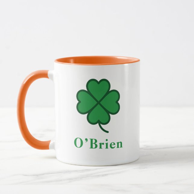 Caneca Lucky Irish Green Clover Personalized Coffee Mug (Esquerda)