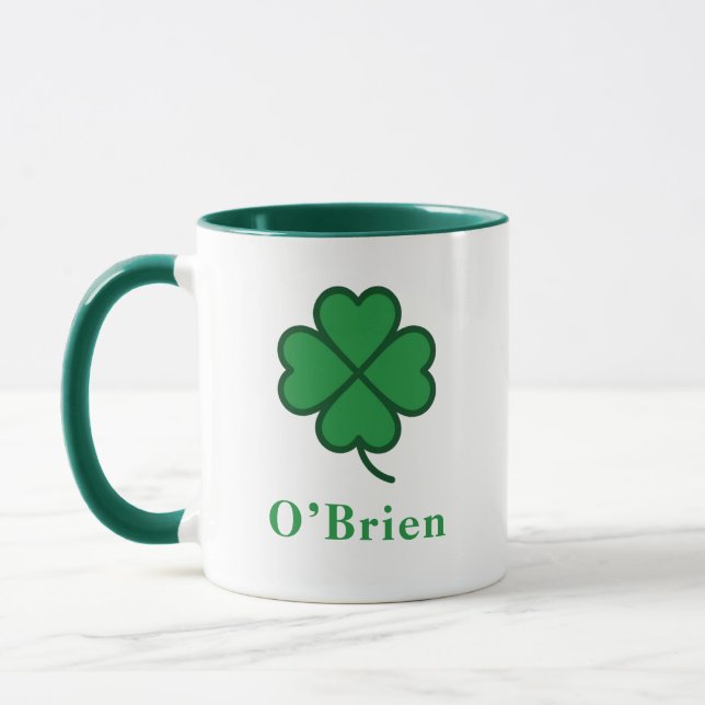 Caneca Lucky Irish Green Clover Personalized Coffee Mug (Esquerda)