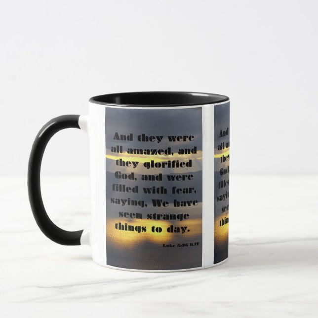 Caneca Luke 5:26 KJV Escritura de Bíblia Pic Dois Tons (Esquerda)
