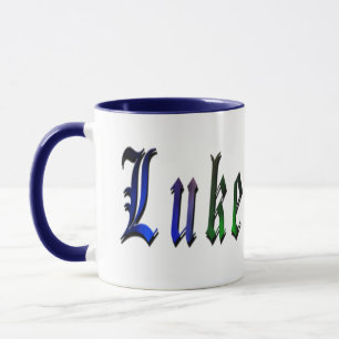 Caneca Luke, Nome, Logo, Blue Ringer Combo Mug.
