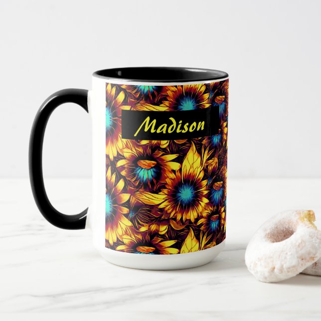 Caneca Luminosas, Girassóis (Com Donut)