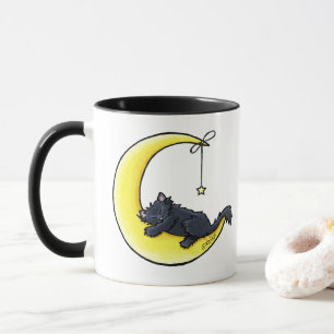 Caneca Lunar Amor Black Cat, Mug de Café de Dois Tons
