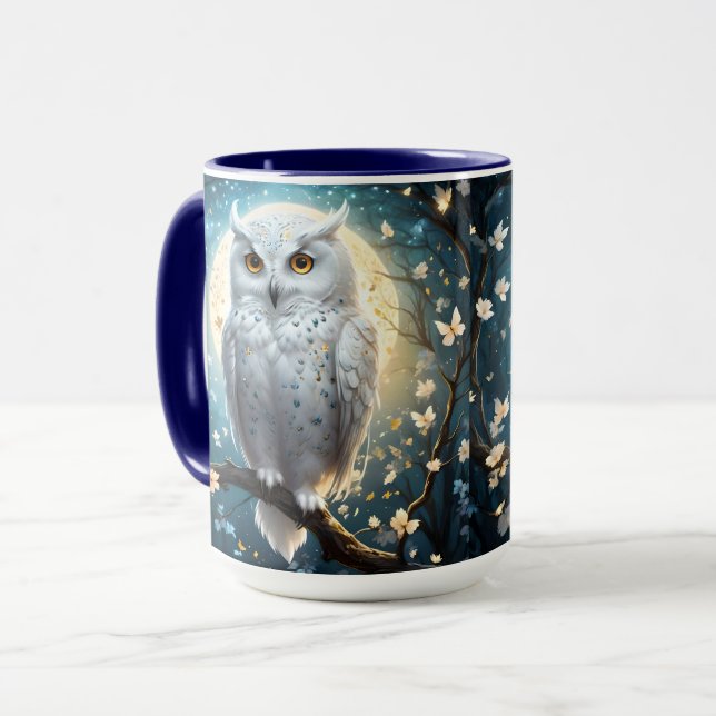 Caneca Lunar Vigil: A Coruja Branca de Neve (Frente Esquerda)