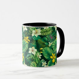 Caneca Lush Tropical Green - Tropical Foliage Beach Mug