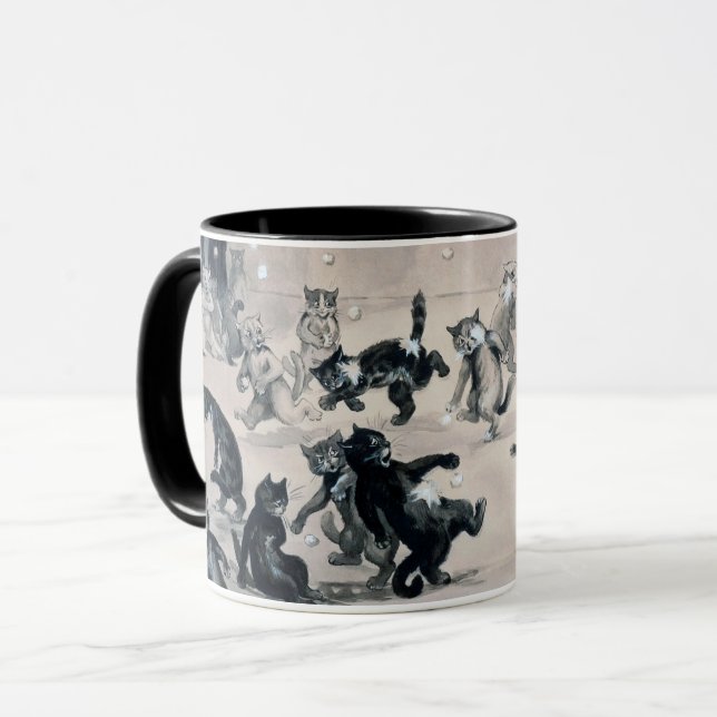 Caneca Luta de Gatos Snowball, Louis Wain (Frente Esquerda)