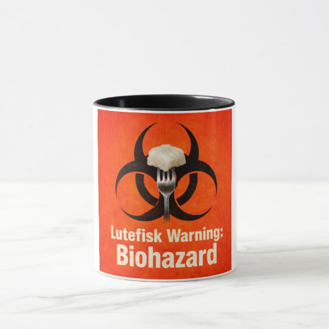 Caneca Lutefisk Warning: Biohazard – Funny Scandinavian (Centro)