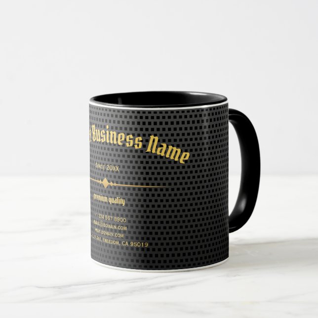 Caneca Luxo Elegante Dourado de Carbono Preto Limpo (Frente Esquerda)