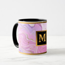 Caneca Luxo Marble Glitter Rosa Púrpura Dourada
