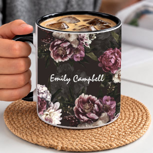 Caneca Luxuosa Rosa Branca Floral Floração Mal-humorada