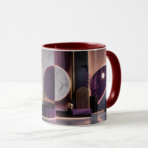 Caneca Luxuoso Geométrico Abstrato Rico Roxo e Dourado