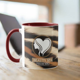 Caneca Luxury Beauty Spa Logo Elegant Tiger Print Salon 