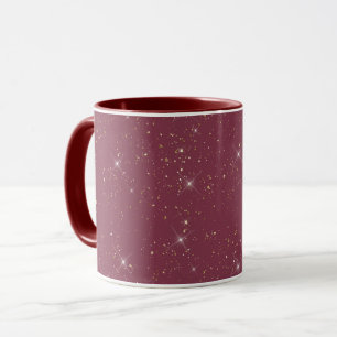 Caneca Luxury burgundy dourado dourado confete