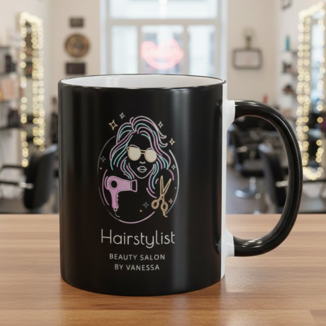 Caneca Luxury Hairstylist Beauty Salon Modern Black (Criador carregado)