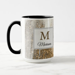 Caneca Luxury Marble Dourada Traça branca e cinza