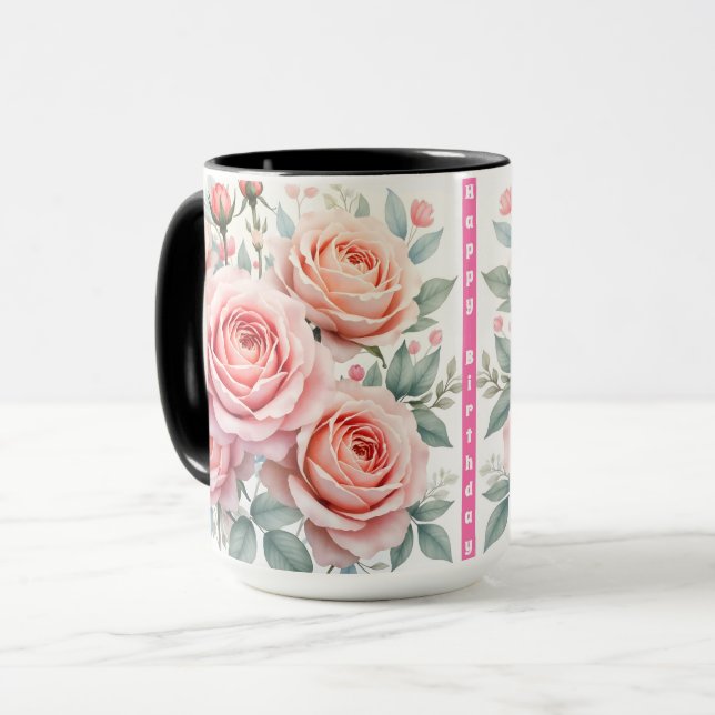 Caneca Luxury Pink Roses Beautiful Popular Collection (Frente Esquerda)