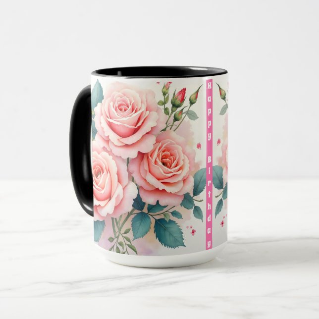 Caneca Luxury Pink Roses Beautiful Trendy Collection (Frente Esquerda)