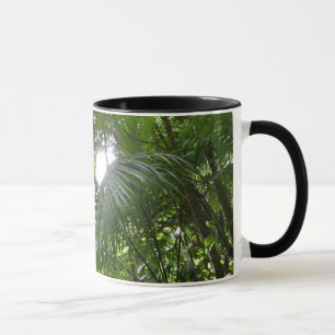 Caneca Luz do sol através da capa tropical da floresta tr