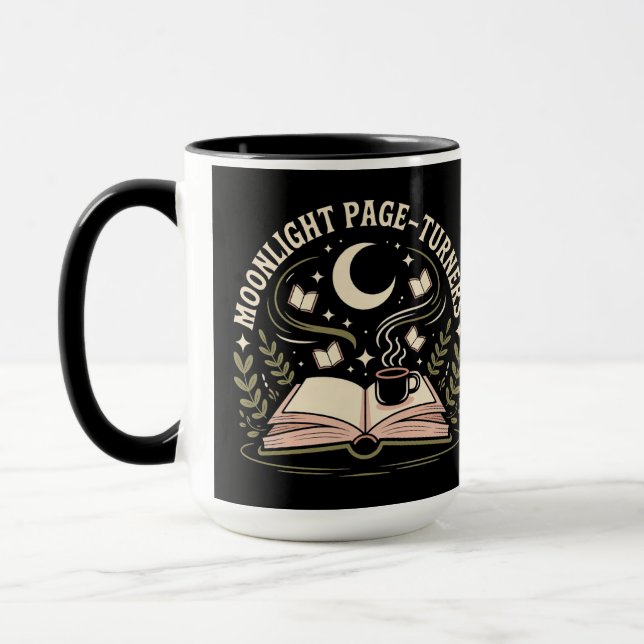 Caneca Luz Luminosa: Lua do Livro de Viradores de Página (Esquerda)