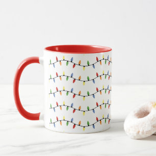 Caneca Luzes de árvore de Natal festivas e coloridas padr