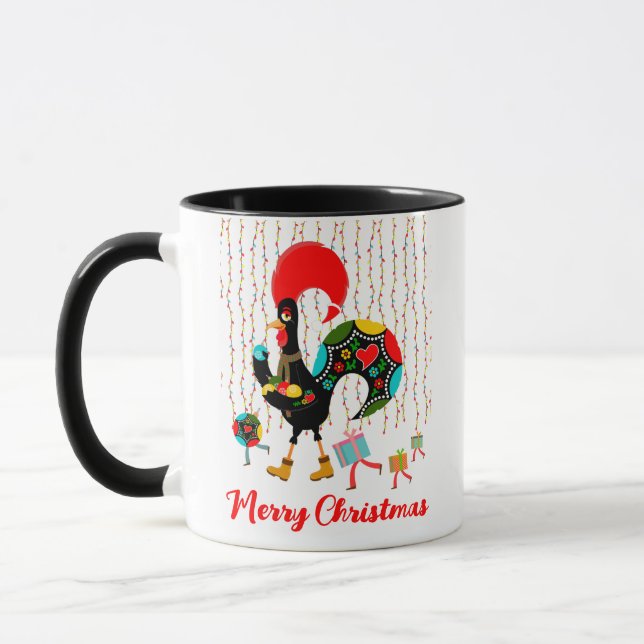 Caneca Luzes de Natal, baubles, presentes e galos (Esquerda)
