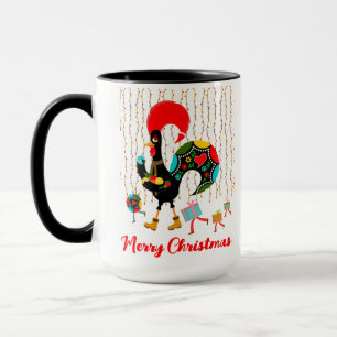 Caneca Luzes de Natal, baubles, presentes e galos