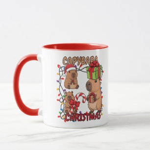Caneca Luzes de Natal de Capivara Fofa Festa Festiva