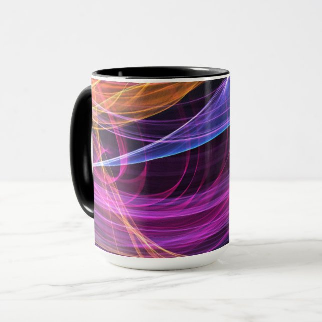 Caneca Luzes de vórtice de arco-íris abstrato (Frente Esquerda)