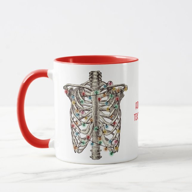 Caneca Luzes Divertidas de Árvore de Natal com Esqueleto  (Esquerda)