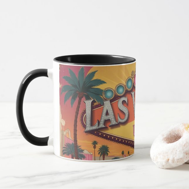 Caneca Luzes Retro de Las Vegas (Com Donut)