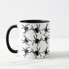 Caneca Maçã de aranha das bruxas preta e branca
