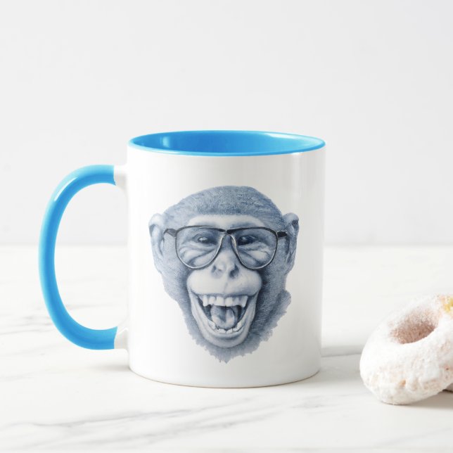 Caneca Macaco a rir com óculos (Com Donut)