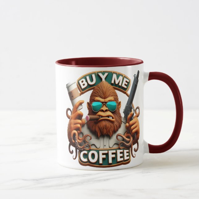Caneca Macaco Armado Com Cafeína Me Comprar Café (Direita)