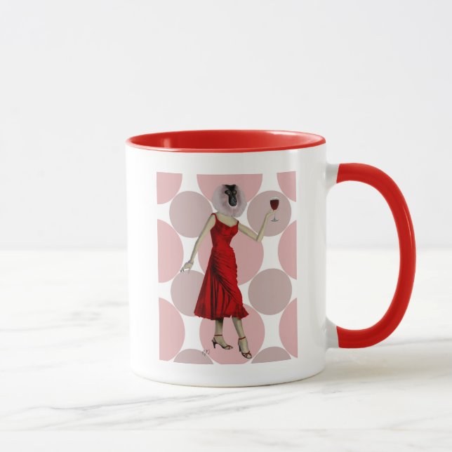 Caneca Macaco com vestido vermelho com vinho (Direita)