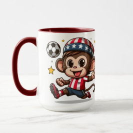 Caneca Macaco Feliz e Fofo Jogador de Futebol