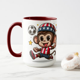 Caneca Macaco Feliz e Fofo Jogador de Futebol