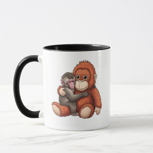 Caneca Macaco Japonês Fofo & Orangotango e Amigo (Esquerda)