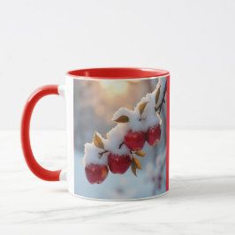Caneca Maçãs deliciosas vermelhas com neve