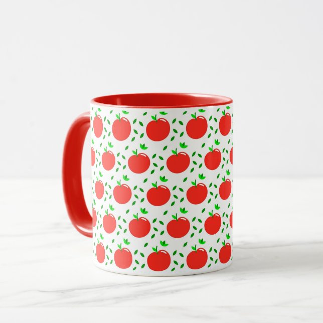 Caneca Maçãs Vermelhas e Folhas Verdes (Frente Esquerda)