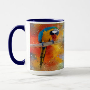 Caneca Macaw azul e amarelo colorido tropical #4
