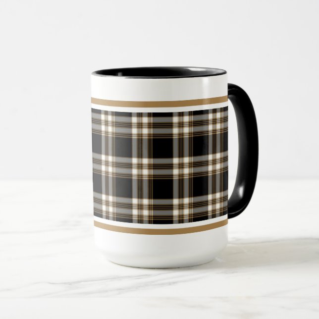 Caneca MacGuinness Tartan Black and Brown Irish Xadrez (Frente Esquerda)